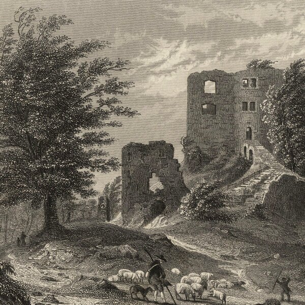 R. Dawson - Burgruine Liebenstein - Stahlstich - um 1850