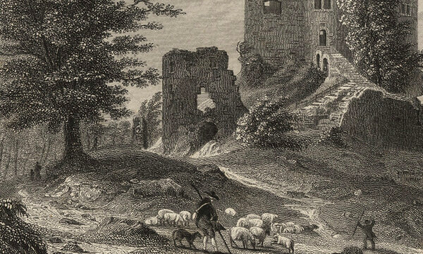 R. Dawson - Burgruine Liebenstein - Stahlstich - um 1850