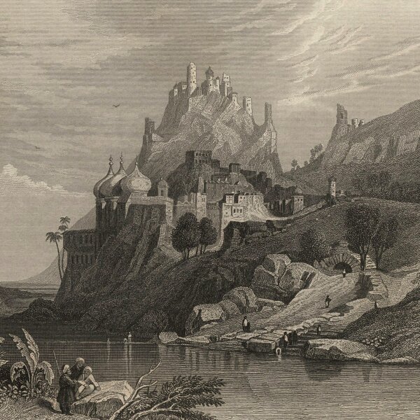 Johann Georg Martini - Ruinen von Attaia - Stahlstich - um 1850