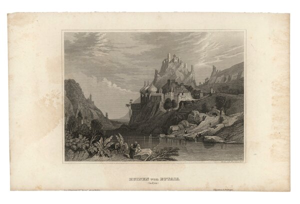 Johann Georg Martini - Ruinen von Attaia - Stahlstich - um 1850
