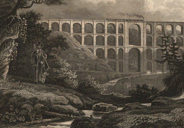 Johann Gabriel Friedrich Poppel - Göltzschtal-Viadukt - Stahlstich - um 1850