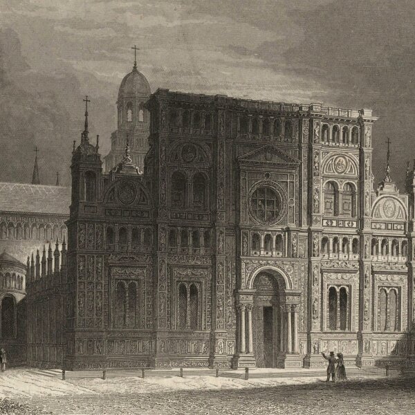 Unbekannt - Karthäuserkirche Pavia - Stahlstich - um 1850