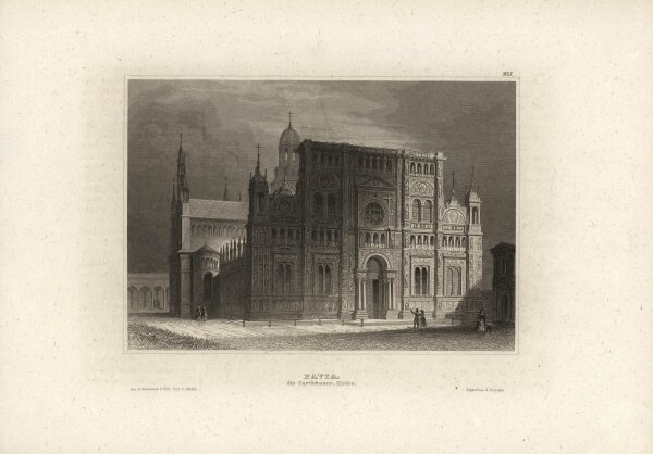 Unbekannt - Karthäuserkirche Pavia - Stahlstich - um 1850