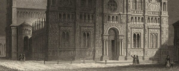 Unbekannt - Karthäuserkirche Pavia - Stahlstich - um 1850