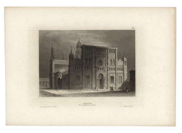 Unbekannt - Karthäuserkirche Pavia - Stahlstich - um 1850