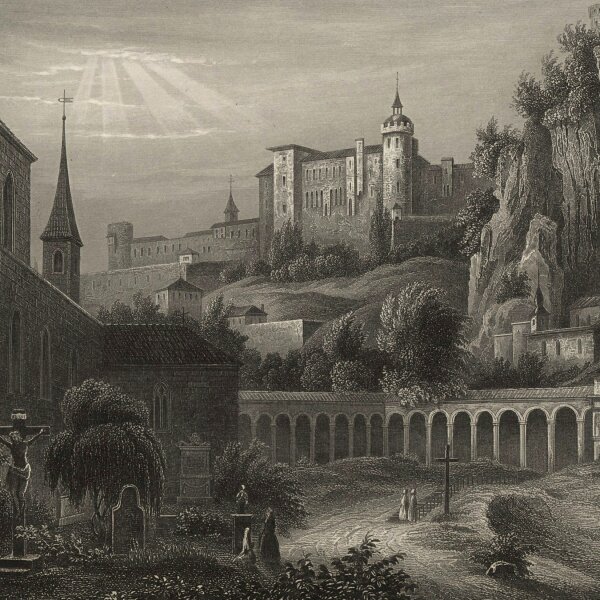 Unbekannt - St. Maximus-Kapelle und St. Peters Kirchhof Salzburg - Stahlstich - um 1850