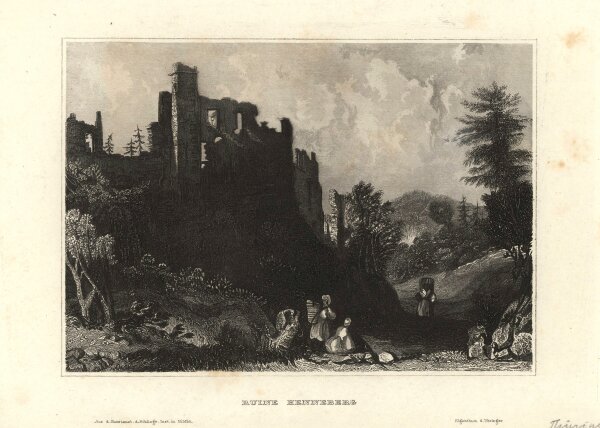 Unbekannt - Ruine Henneberg - Stahlstich - um 1850