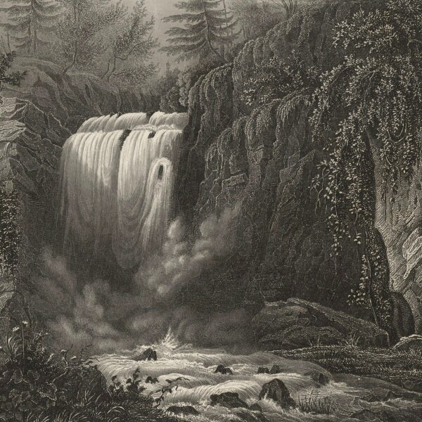Unbekannt - Wasserfall bei Geroldsau - Stahlstich - um 1850