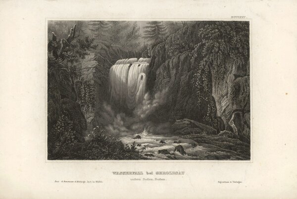 Unbekannt - Wasserfall bei Geroldsau - Stahlstich - um 1850
