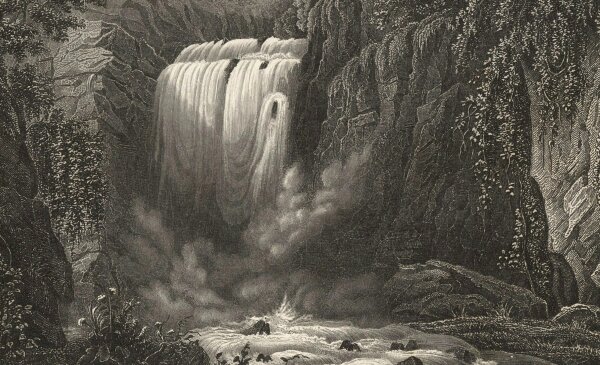 Unbekannt - Wasserfall bei Geroldsau - Stahlstich - um 1850
