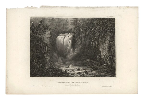 Unbekannt - Wasserfall bei Geroldsau - Stahlstich - um 1850