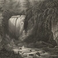 Unbekannt - Wasserfall bei Geroldsau - Stahlstich - um 1850
