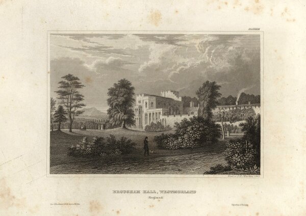 Johann Georg Martini - Brougham Hall Westmorland - Stahlstich - um 1850