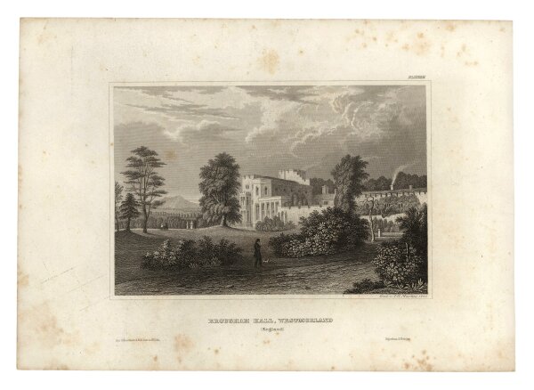 Johann Georg Martini - Brougham Hall Westmorland - Stahlstich - um 1850