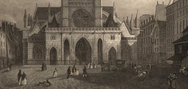 C. Gerstner - St. Sulpice D Auxerre - Stahlstich - um 1850