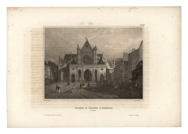C. Gerstner - St. Sulpice D Auxerre - Stahlstich - um 1850