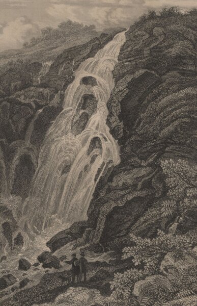 Ludwig Richter - Der Elbfall - Stahlstich - um 1850