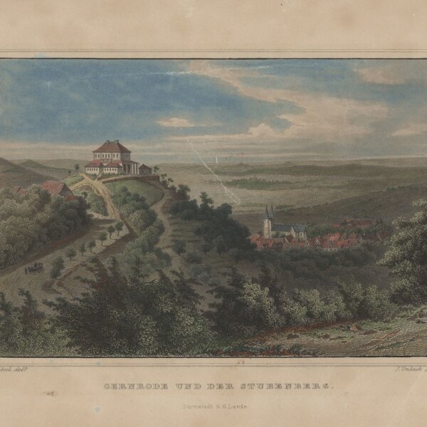 Ludwig Rohbock - Gernrode und der Stubenberg - kolorierter Stahlstich - um 1860