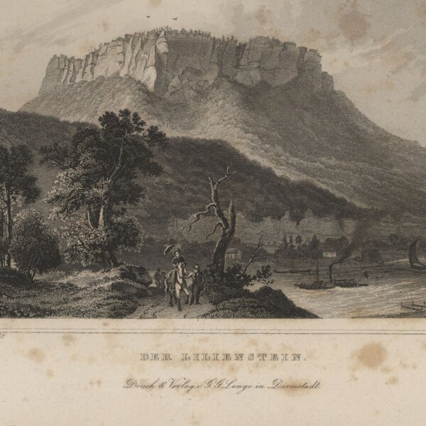 Druck & Verlag v. G.G. Lange in Darmstadt - Der Lilienstein - Stahlstich - um 1850