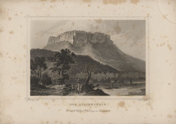 Druck & Verlag v. G.G. Lange in Darmstadt - Der Lilienstein - Stahlstich - um 1850