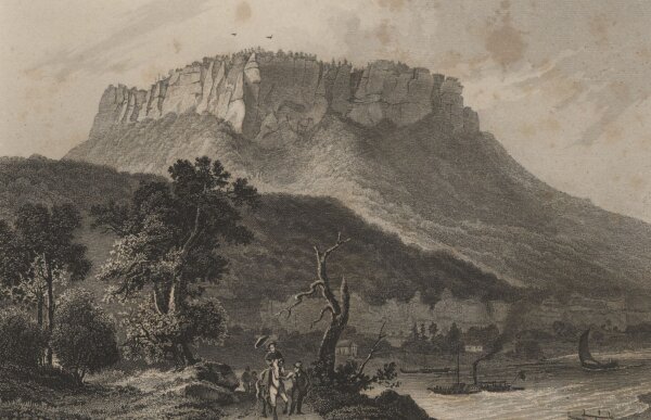 Druck & Verlag v. G.G. Lange in Darmstadt - Der Lilienstein - Stahlstich - um 1850