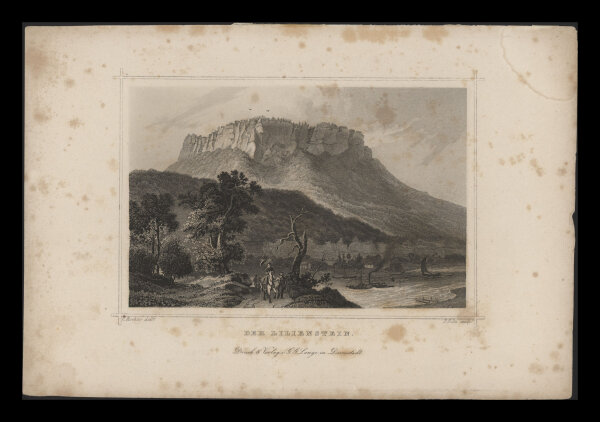 Druck & Verlag v. G.G. Lange in Darmstadt - Der Lilienstein - Stahlstich - um 1850