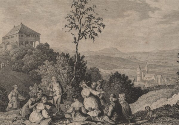 Ludwig Richter - Der Stubenberg bei Gernrode - Stahlstich - um 1850