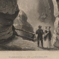 Ludwig Richter - Wasserfall in Adersbach - Stahlstich -...