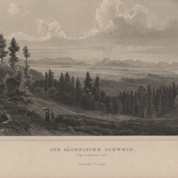 Druck & Verlag v. G.G. Lange in Darmstadt - Die Sächsische Schweiz - Stahlstich - um 1850