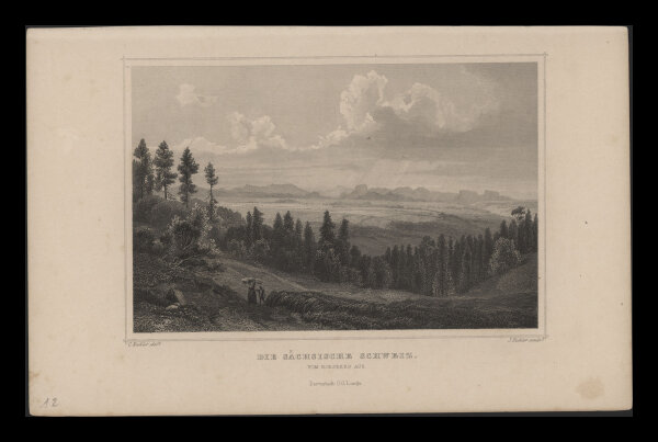 Druck & Verlag v. G.G. Lange in Darmstadt - Die Sächsische Schweiz - Stahlstich - um 1850