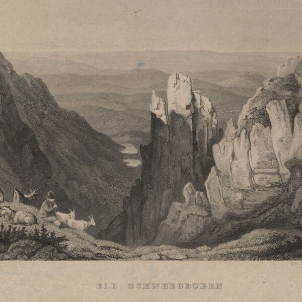 Ludwig Richter - Die Schneegruben - Stahlstich - um 1850