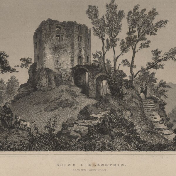 Ludwig Rohbock - Ruine Liebenstein - Stahlstich - um 1860