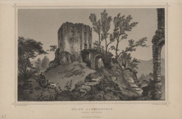 Ludwig Rohbock - Ruine Liebenstein - Stahlstich - um 1860