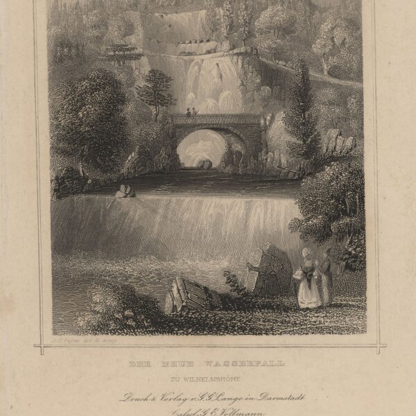 Albert Henry Payne - Der neue Wasserfall zu Wilhelmshöhe - Stahlstich - um 1840