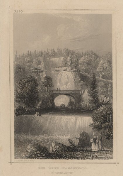 Albert Henry Payne - Der neue Wasserfall zu Wilhelmshöhe - Stahlstich - um 1840
