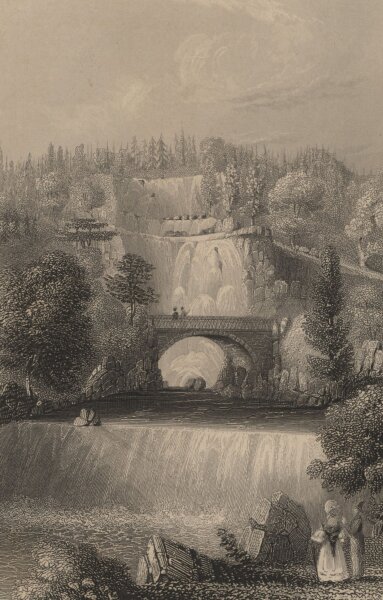 Albert Henry Payne - Der neue Wasserfall zu Wilhelmshöhe - Stahlstich - um 1840