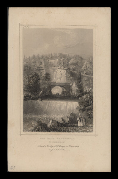 Albert Henry Payne - Der neue Wasserfall zu Wilhelmshöhe - Stahlstich - um 1840