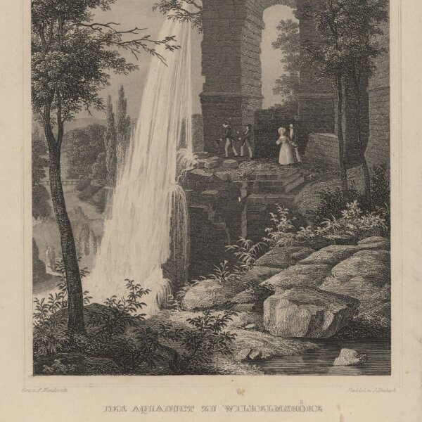 Julius Umbach - Der Aquaduct zu Wilhelmshöhe - Stahlstich - um 1870