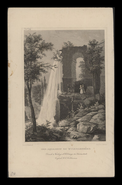 Julius Umbach - Der Aquaduct zu Wilhelmshöhe - Stahlstich - um 1870
