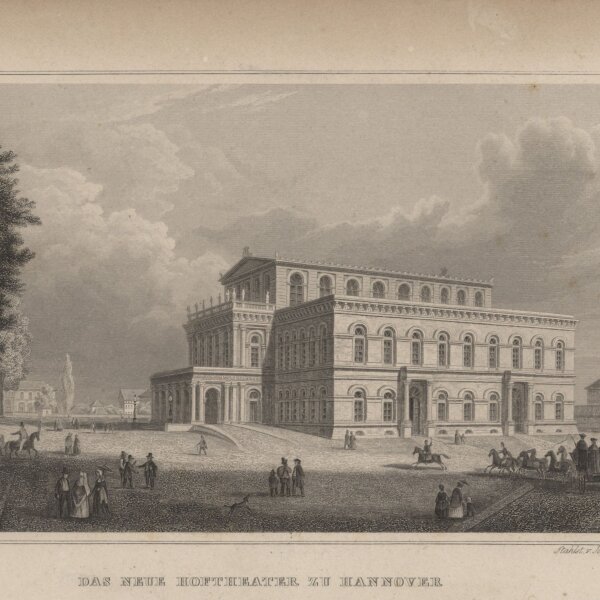 Johann Gabriel Friedrich Poppel - Das Neue Hoftheater zu Hannover - Stahlstich - um 1860