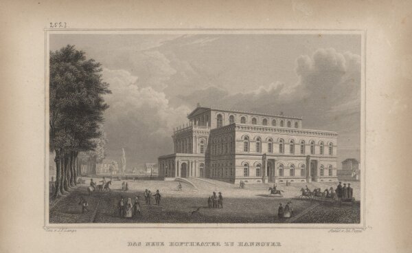 Johann Gabriel Friedrich Poppel - Das Neue Hoftheater zu Hannover - Stahlstich - um 1860