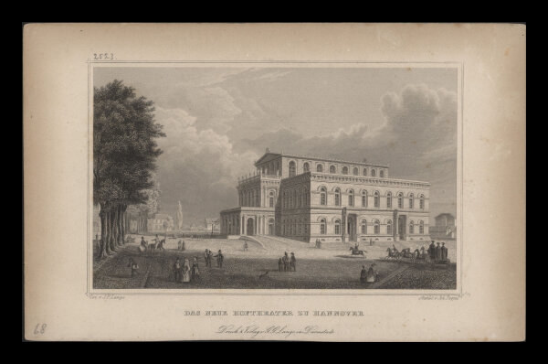 Johann Gabriel Friedrich Poppel - Das Neue Hoftheater zu Hannover - Stahlstich - um 1860