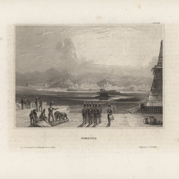 Bibliographisches Institut in Hildburghausen - Messina - Stahlstich - um 1850