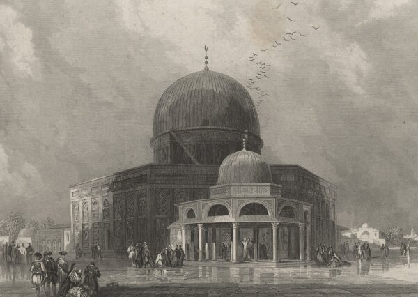 Bibliographisches Institut in Hildburghausen - Die Heilige Moschee Omars bey Jerusalem - Stahlstich - um 1850