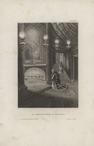 Bibliographisches Institut in Hildburghausen - Die Geburtsstätte des Heilands - Stahlstich - um 1850