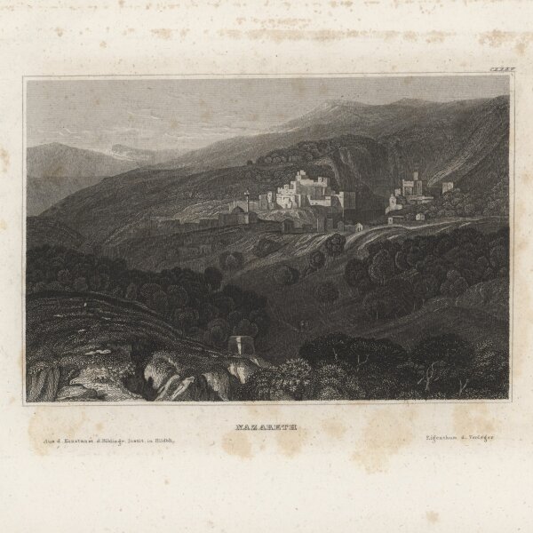 Bibliographisches Institut in Hildburghausen - Nazareth - Stahlstich - um 1850