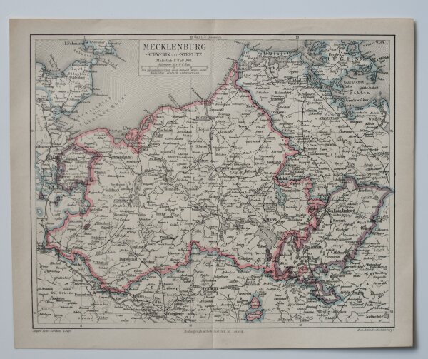 Bibliographisches Institut, Leipzig - Mecklenburg - Schwerin und - Strelitz - Lithografie - 1921