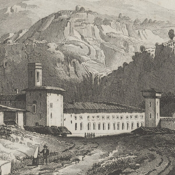Napoléon Sauvage - Abbaye de Vallombreuse - Stahlstich - 1. Hälfte 19. Jhd.