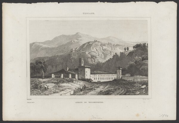 Napoléon Sauvage - Abbaye de Vallombreuse - Stahlstich - 1. Hälfte 19. Jhd.