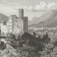 Unbekannt - Das alte Schloss von Trient - Stahlstich - 1....